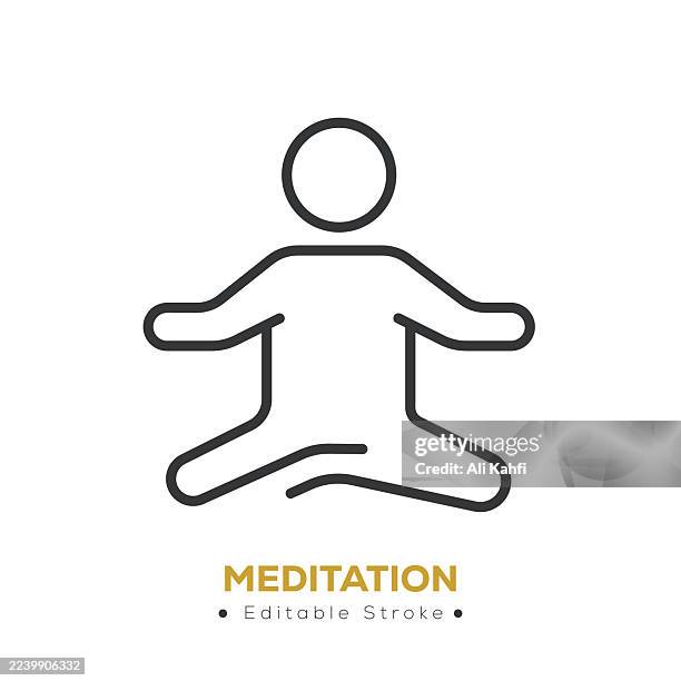 meditation line icon. thin line icon that can be applied anywhere, simple, pixel perfect and modern style - hard workout stock illustrations
