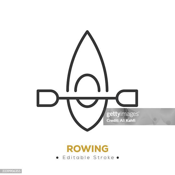 rowing line icon. thin line icon that can be applied anywhere, simple, pixel perfect and modern style - sailing crew stock illustrations