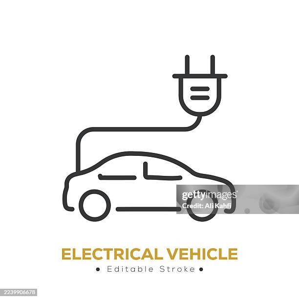 electrical vehicle line icon. thin line icon that can be applied anywhere, simple, pixel perfect and modern style - jump start concept stock illustrations