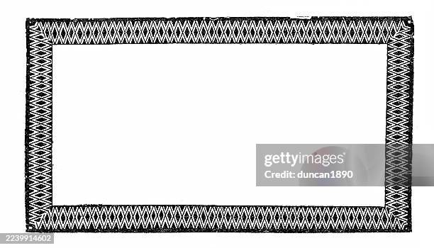 vintage victorian design element, diamond hatch pattern frame, vintage illustration, 19th century - victorian frame stock illustrations
