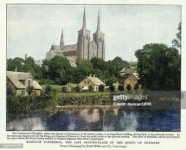 Roskilde Cathedral Zealand Denmark 1898 Vintage Photograph 19th Century High-Res Vector Graphic