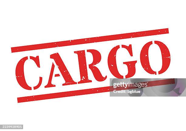 cargo - red rubber stamp on blank background - cargo plane stock illustrations