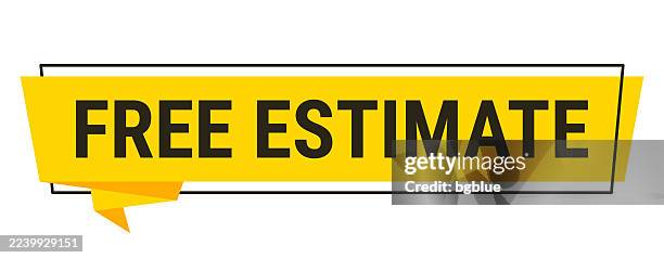 free estimate - yellow speech bubble on white background - rectangle logo design stock illustrations
