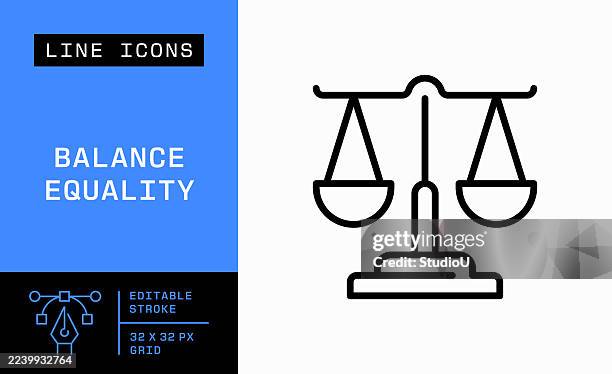 illustrations, cliparts, dessins animés et icônes de icône d’égalité d’équilibre sur une seule ligne - balance