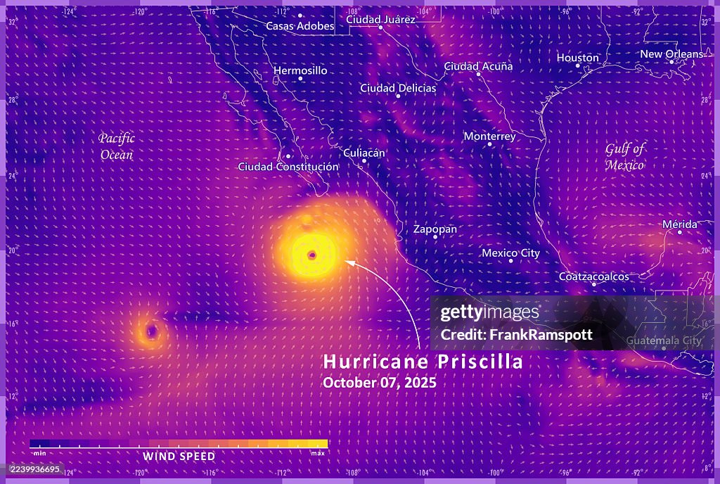 Hurricane Priscilla 20251007 Wind Weather Map Mexico Infographic