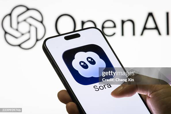 Sora 2 app icon displayed on smartphone screen Sora 2 app icon displayed on smartphone screen