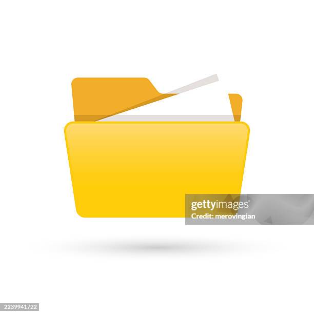 yellow folder icon. organization, filing and document management for office use systems - ring binder stock illustrations