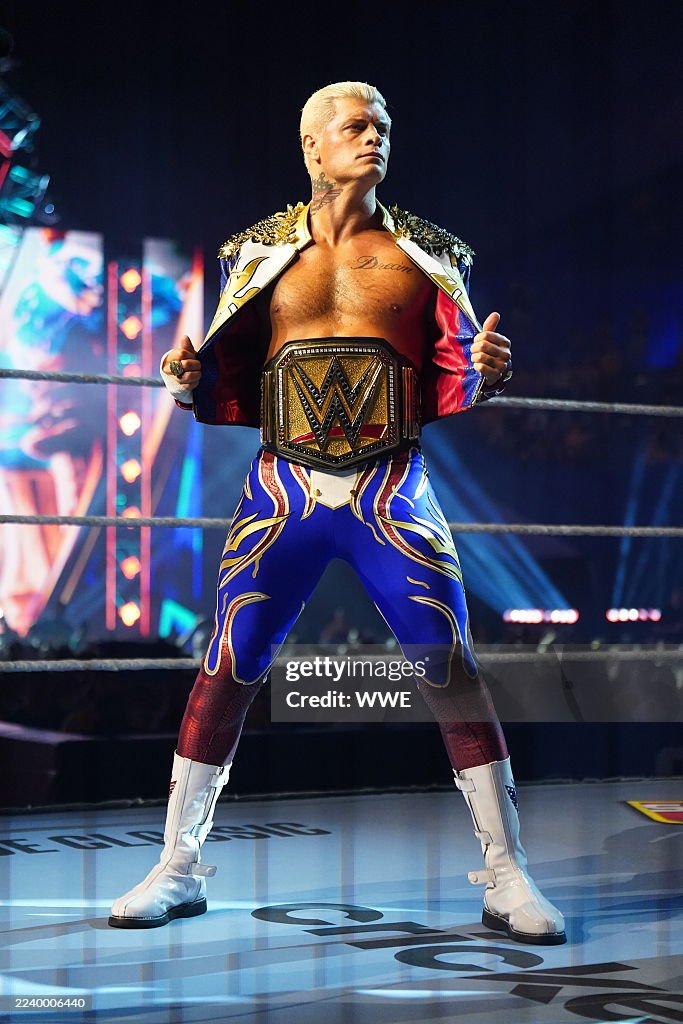 Codey Rodes Crown Undisputed WWE Champion Cody Rhodes makes his entrance during Crown ...