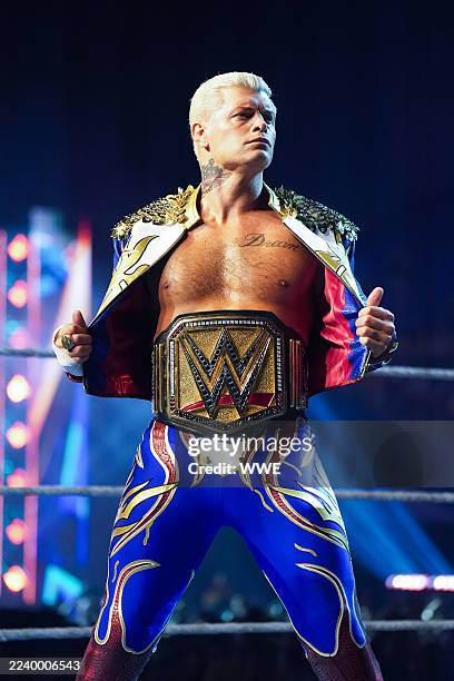 Codey Rodes Crown Undisputed WWE Champion Cody Rhodes makes his entrance during Crown ...