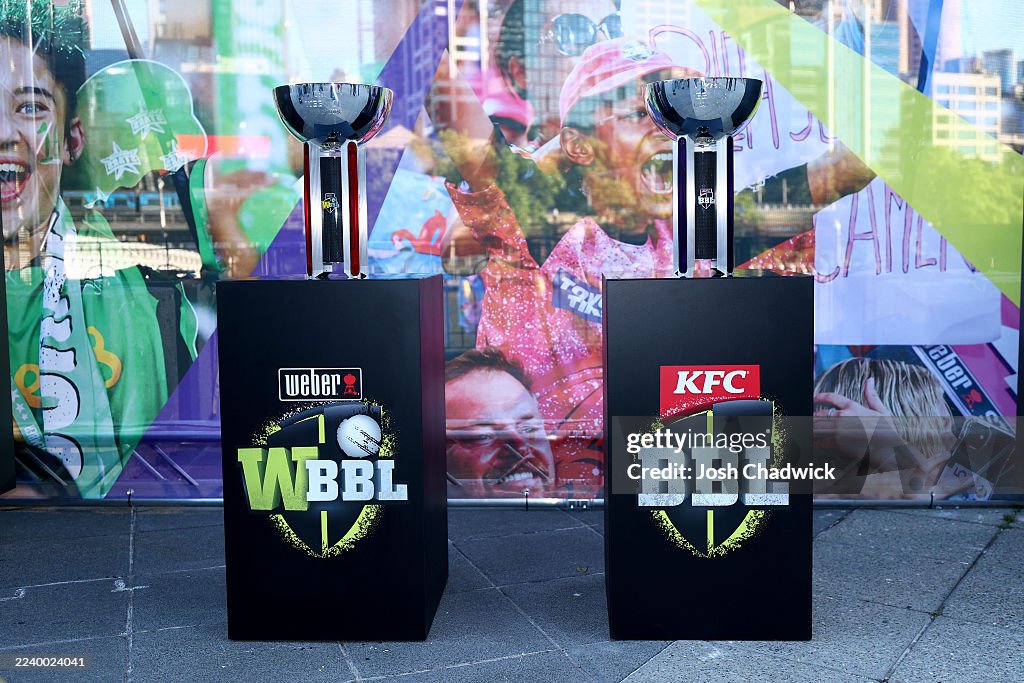 Bashkit The WBBL and BBL trophies are displayed during the 2025/26 Big Bash ...