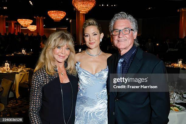 Goldie Hawn, Kate Hudson and Kurt Russell attend Will Rogers Motion Picture Pioneers Foundation's Pioneer Dinner honoring Kate Hudson at The Beverly...