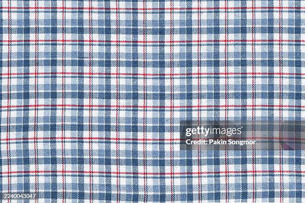 red and gray color scottish tartan plaid pattern fabric swatch. - picnic cloth stock pictures, royalty-free photos & images
