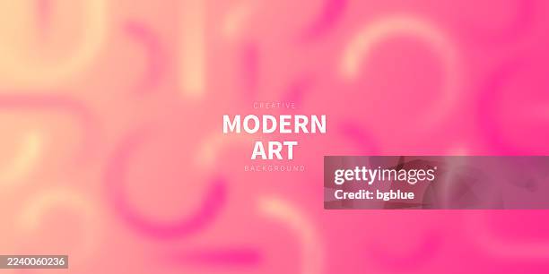 abstract blurred design with geometric shapes - trendy pink gradient - circle shape stock illustrations