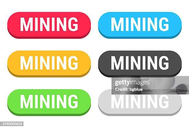 mining - colorful 3d click web buttons on blank background - quarry stock illustrations