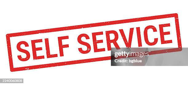 self service - red rubber stamp on white background - self service check in stock illustrations