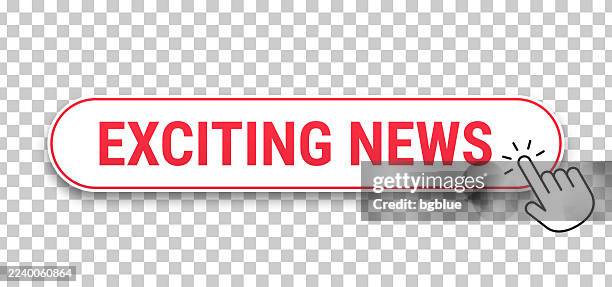 exciting news - 3d click web button with hand cursor on blank background - excited computer stock illustrations