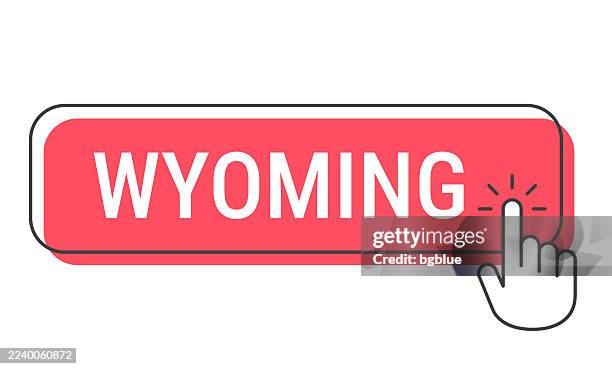 wyoming - click button with hand cursor on white background - red flags computer stock illustrations