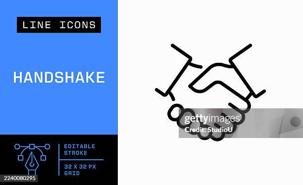 handshake single line icon - handshake icon stock illustrations