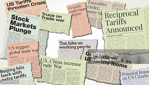stockillustraties, clipart, cartoons en iconen met newspaper headlines - tariffs - krantenkop