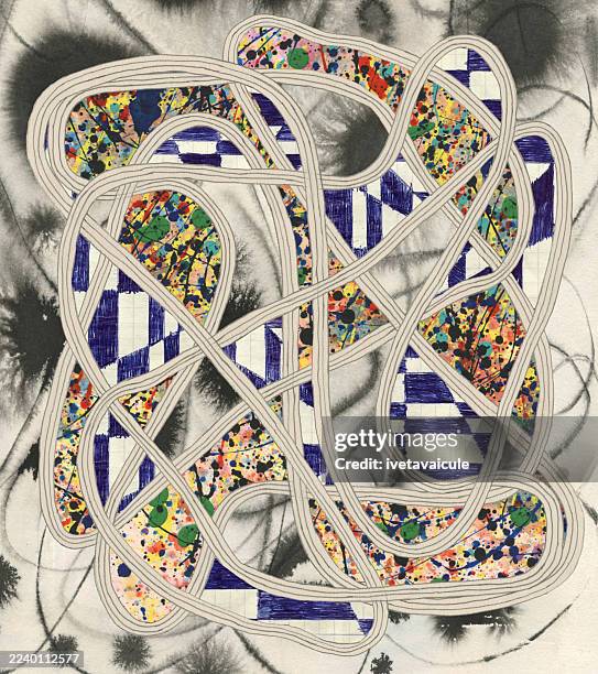 abstract shapes and patterns. collage - modern art stock illustrations