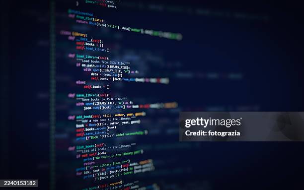 programming code on screen background - html stock pictures, royalty-free photos & images