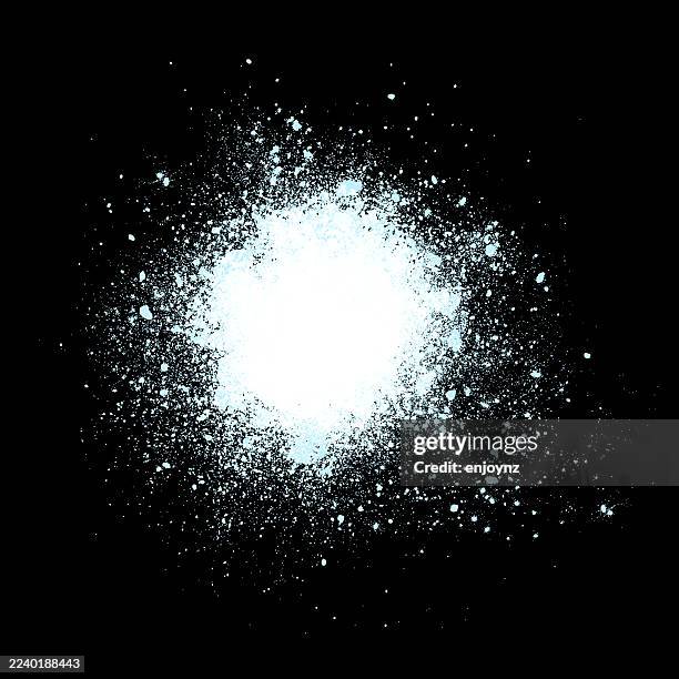 white powdered snow splash - black background colour particles explosion stock illustrations