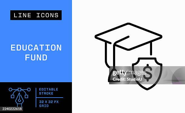 ilustraciones, imágenes clip art, dibujos animados e iconos de stock de icono de una sola línea del fondo de educación - pago de matrícula