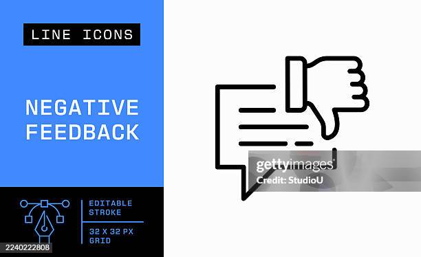 ilustrações de stock, clip art, desenhos animados e ícones de negative feedback single line icon - feedback comunicação