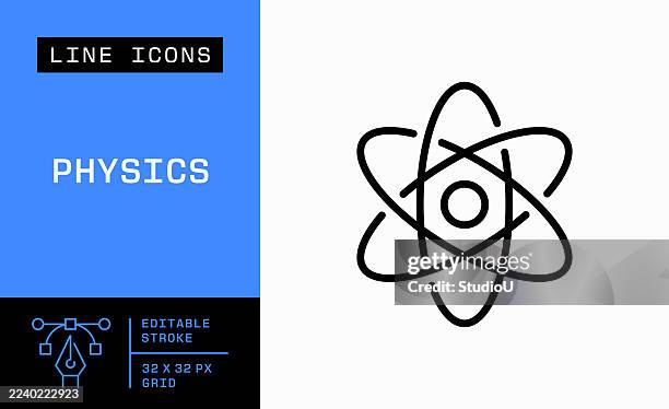 physics single line icon - nucleus stock illustrations