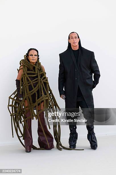 Michèle Lamy and Rick Owens outside the Dior show during the Womenswear Spring Summer 2026 as part of Paris Fashion Week on October 01, 2025 in...