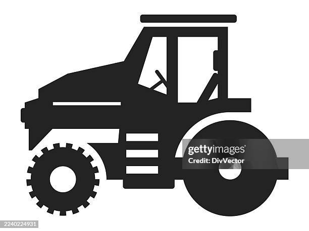 road roller icon - road roller stock illustrations