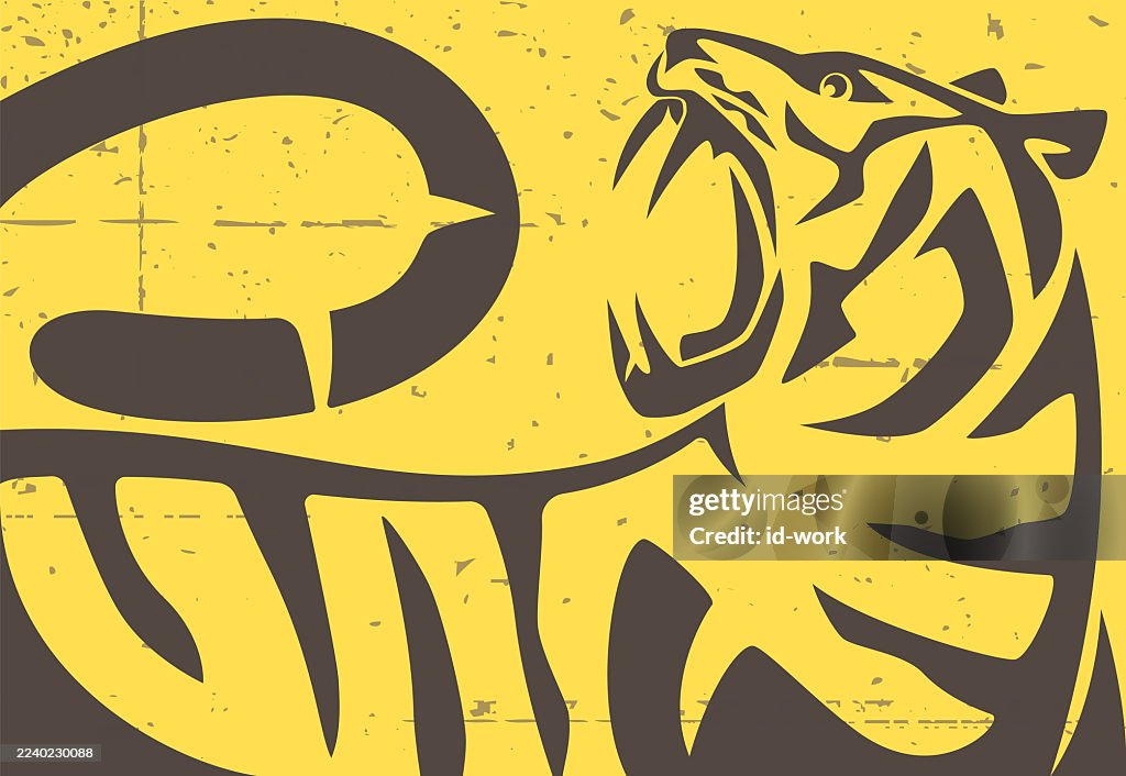 Roaring tiger roaring symbol