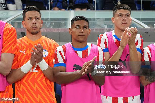 Diego Leon of Paraguay looks on prior to the international friendly match between Japan and Paraguay at Panasonic Stadium Suita on October 10, 2025...