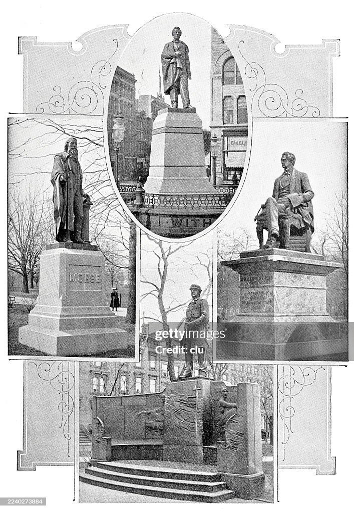 New York City statues, collage