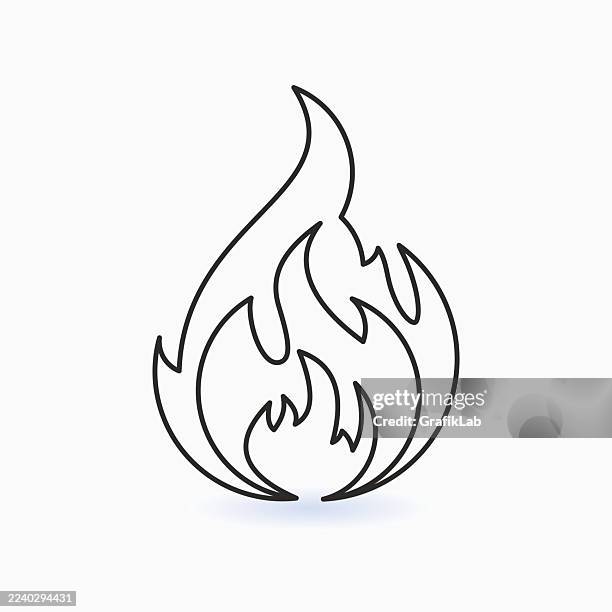 flame shape icon in black monochrome on white background - flames transparent background stock illustrations