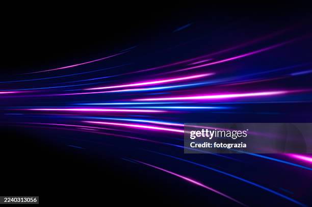 neon light trails motion background - light trail imagens e fotografias de stock