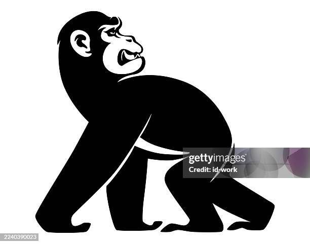 illustrations, cliparts, dessins animés et icônes de symbole de marche du chimpanzé - chimpanzee aggression