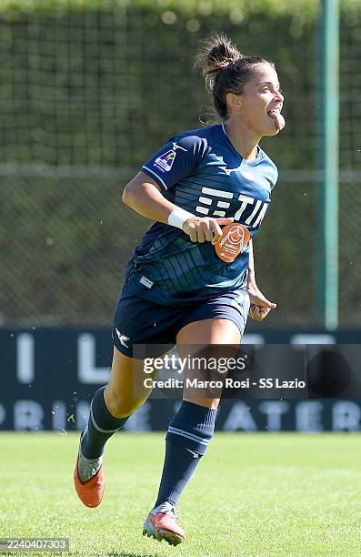 Flaminia Simonetti of Lazio women celebrates an opening goal during the Serie A women match between Lazio women and Genoa women at the Formello sport...
