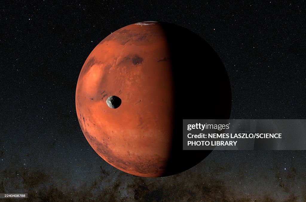 Mars and Phobos, illustration