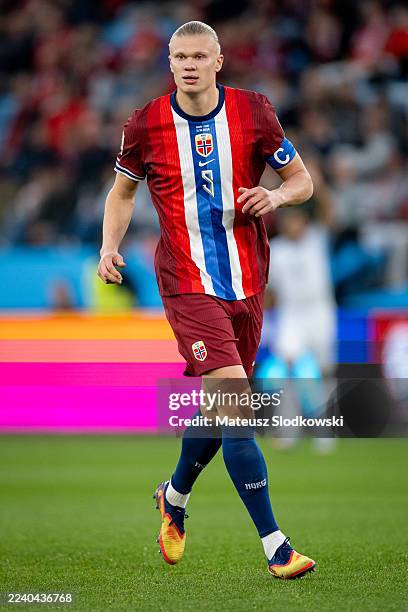 Erling Haaland of Norway looks on during the FIFA World Cup 2026 qualifier match between Norway and Israel at Ullevaal Stadium on October 11, 2025 in...