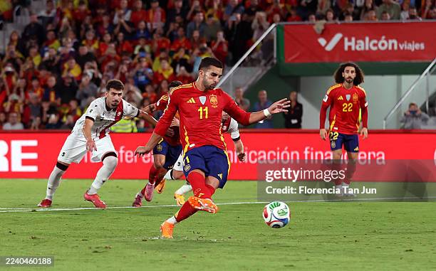 Ferran Torres of Spain misses a penalty during the FIFA World Cup 2026 qualifier match between Spain and Georgia at Estadio Manuel Martinez Valero on...