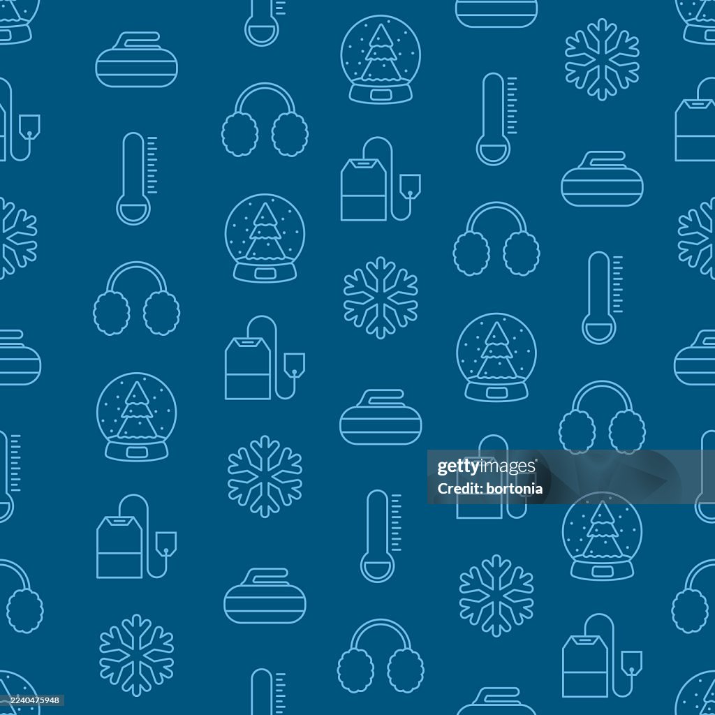 Winter Seamless Editable Stroke Icon Pattern