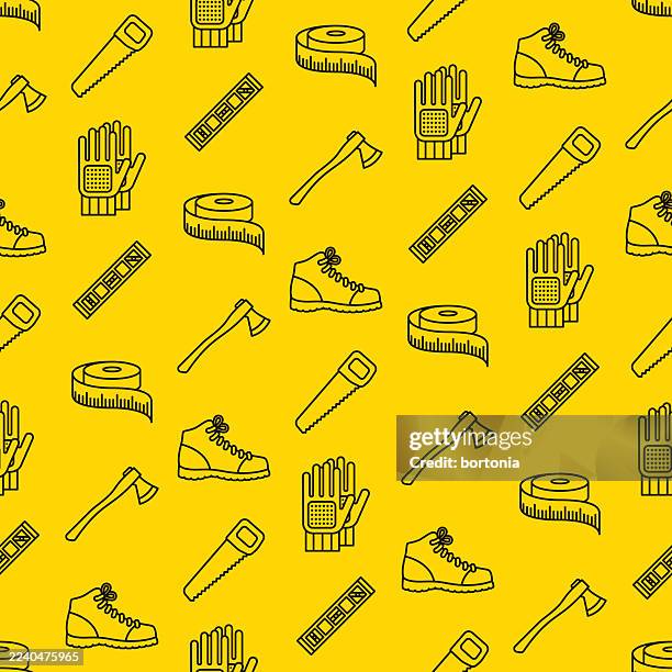 construction and diy seamless editable stroke icon pattern - saw blade stock illustrations
