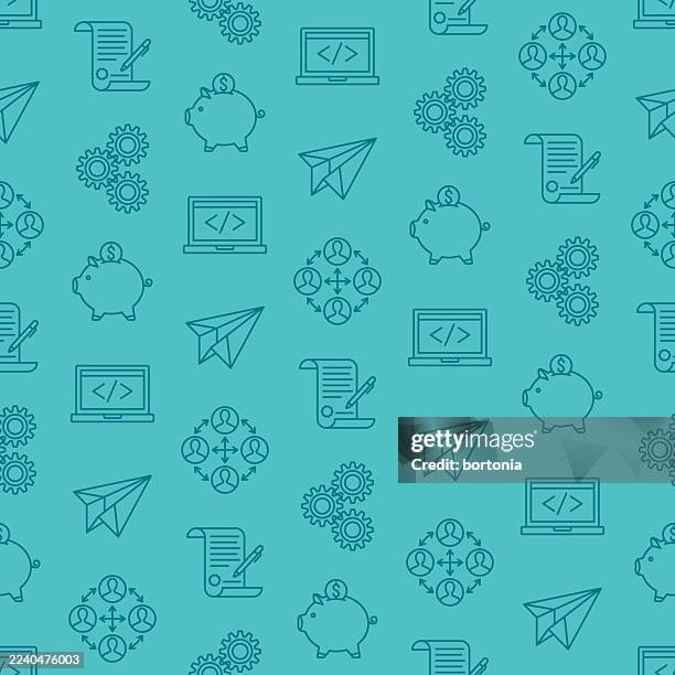 startup seamless editable stroke icon pattern - software developer collaboration stock illustrations