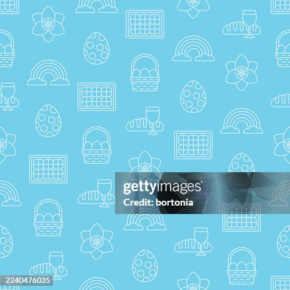 Easter Seamless Editable Stroke Icon Pattern Easter Seamless Editable Stroke Icon Pattern