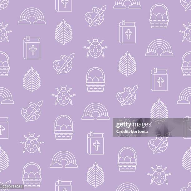 easter seamless editable stroke icon pattern - easter mass stock illustrations