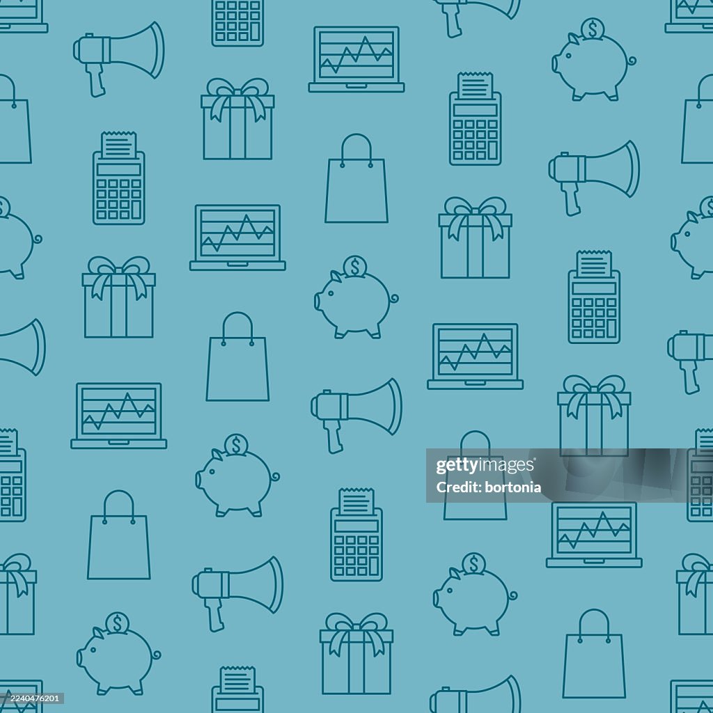 E-Commerce Seamless Editable Stroke Icon Pattern