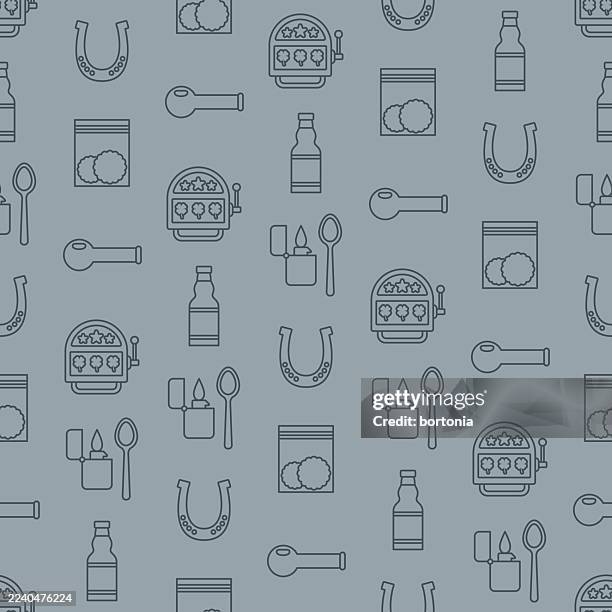 addiction seamless editable stroke icon pattern - marijuana background stock illustrations