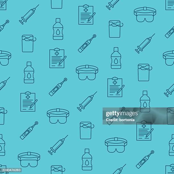 dentist seamless editable stroke icon pattern - electric toothbrush stock illustrations