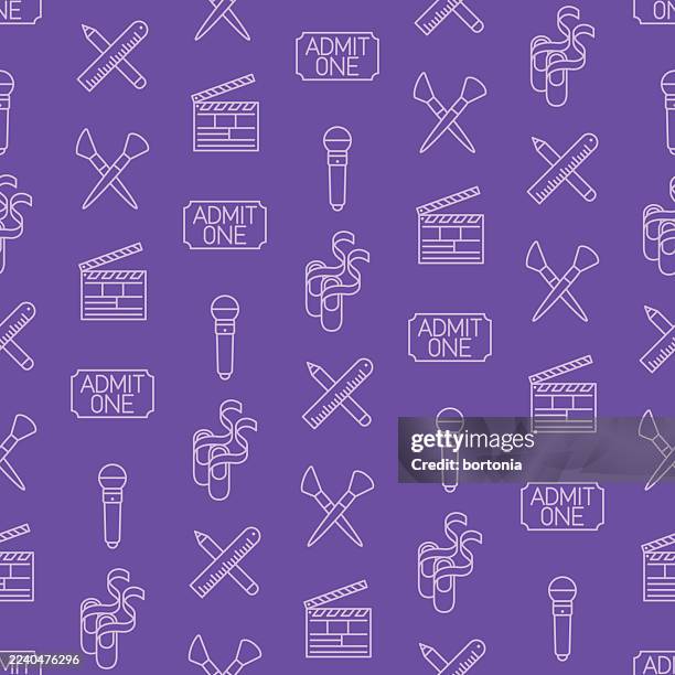 arts seamless editable stroke icon pattern - makeup background stock illustrations